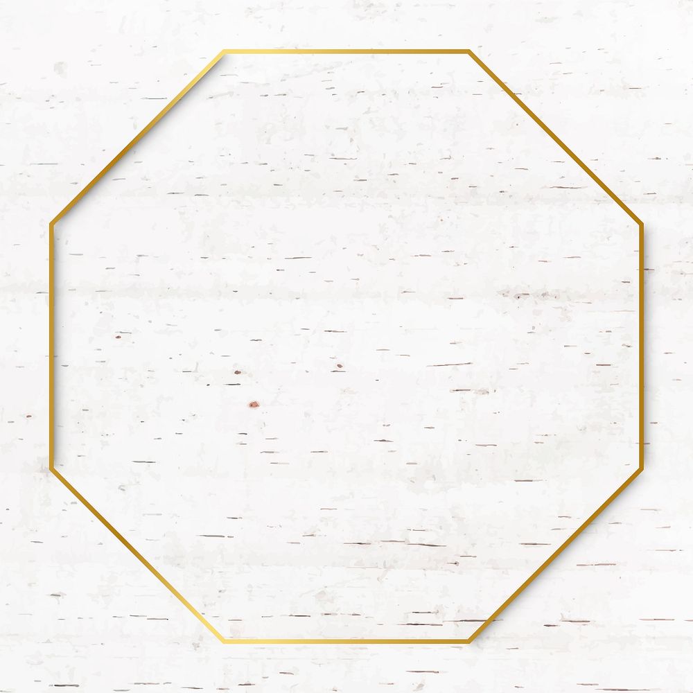 Octagon gold frame on beige marble background vector
