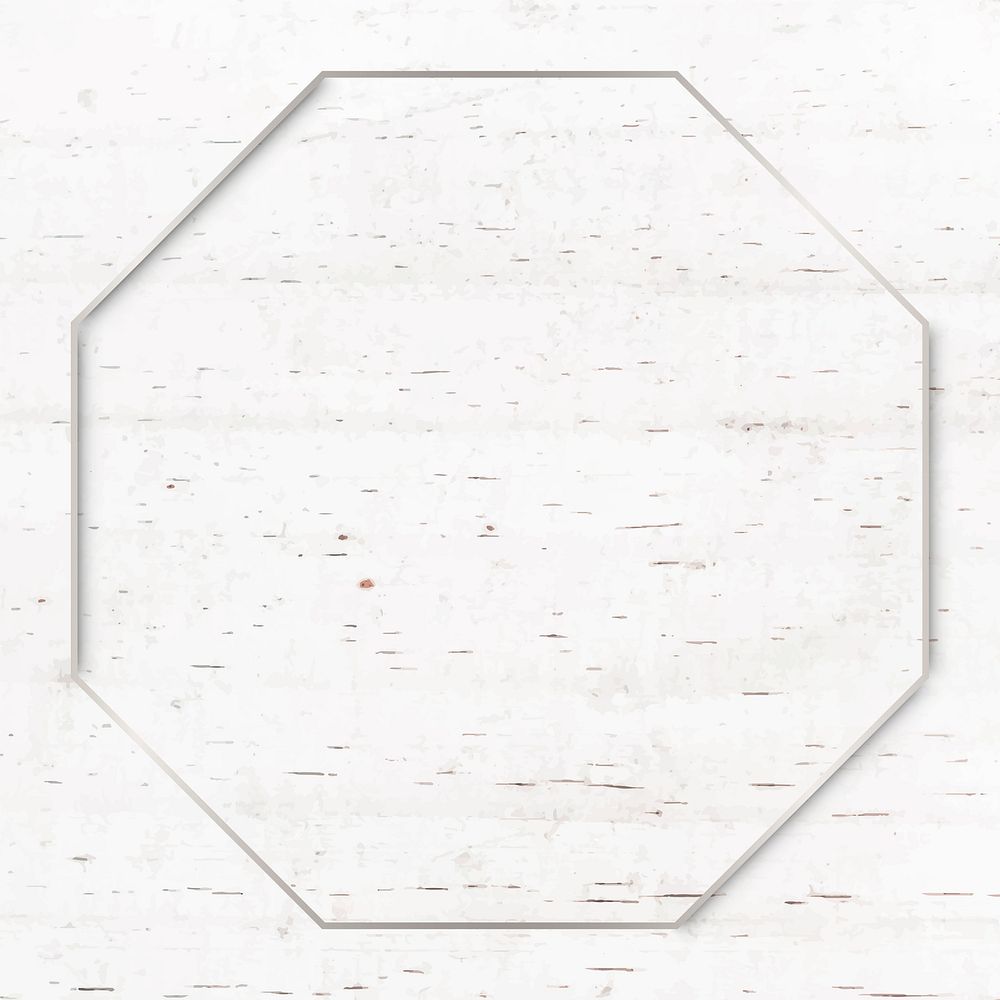 Octagon silver frame on beige marble background vector