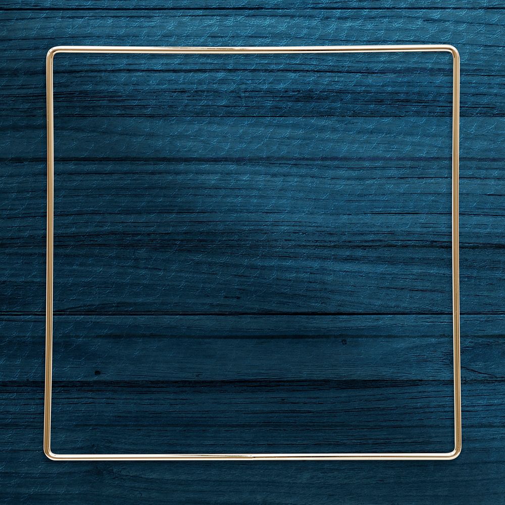 Square frame on blue wooden texture background