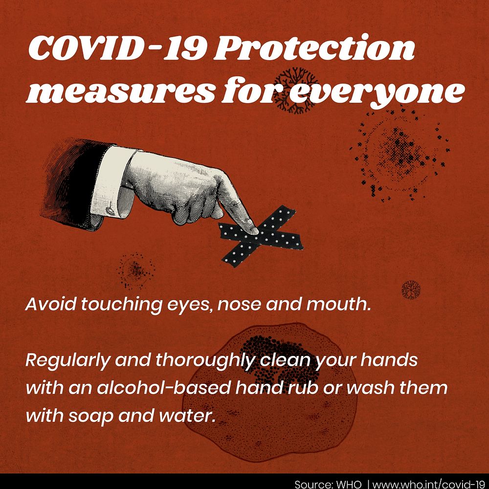 Advice on protection and prevention during COVID-19 pandemic by WHO vector social ad