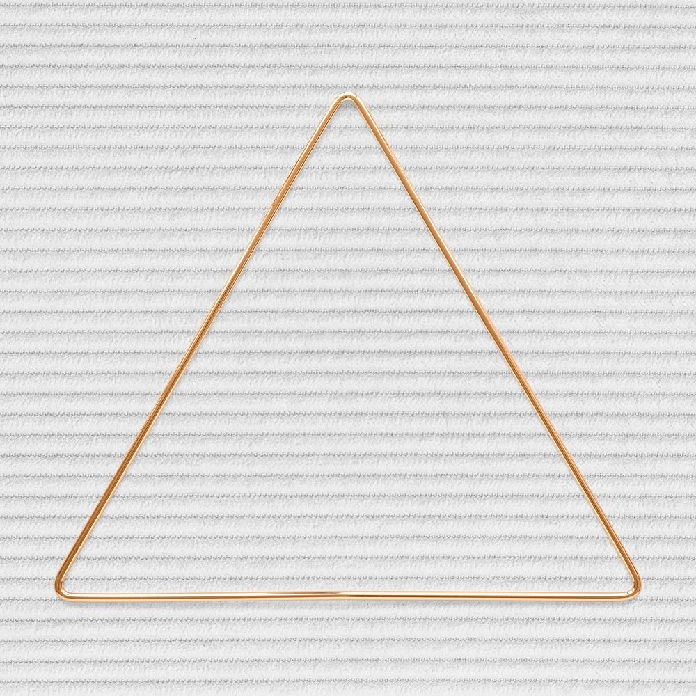 Triangle gold frame on a white textured background