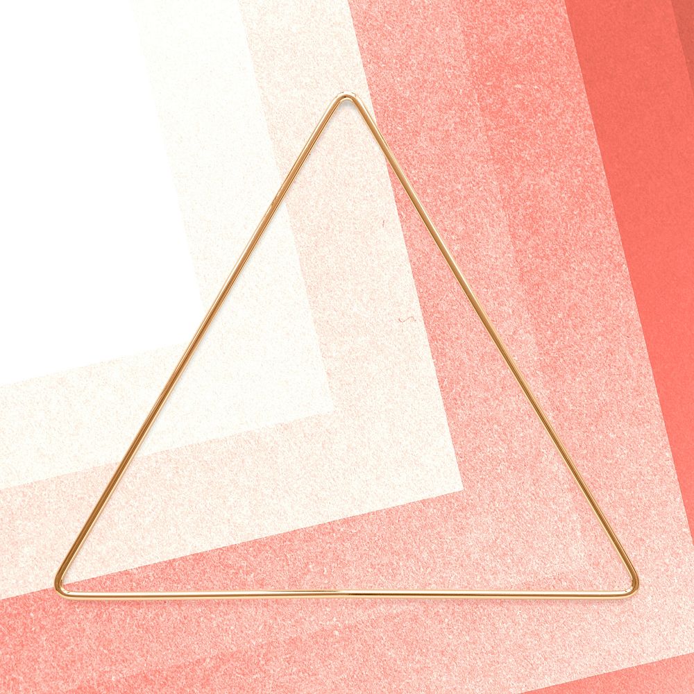 Triangle gold frame on an ombre red layer patterned background