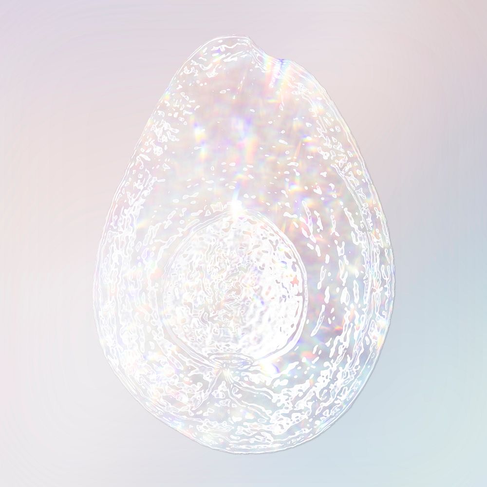 Sparkling silvery avocado holographic style illustration