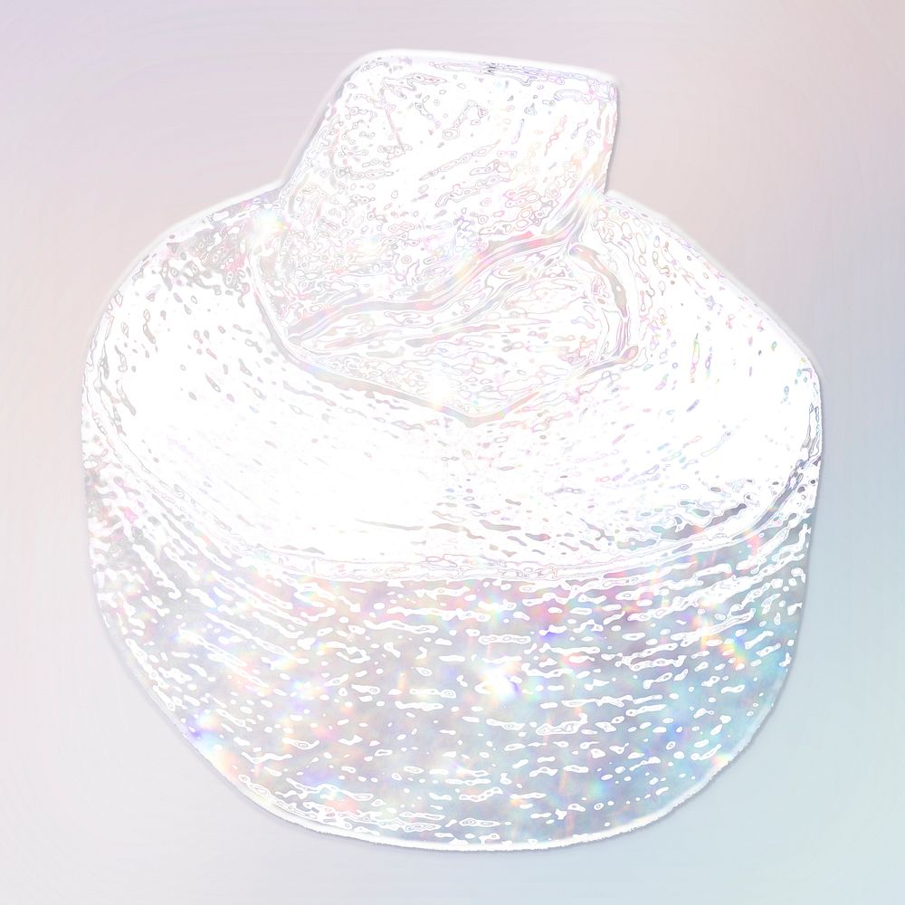 Sparkling silver coconut holographic style illustration