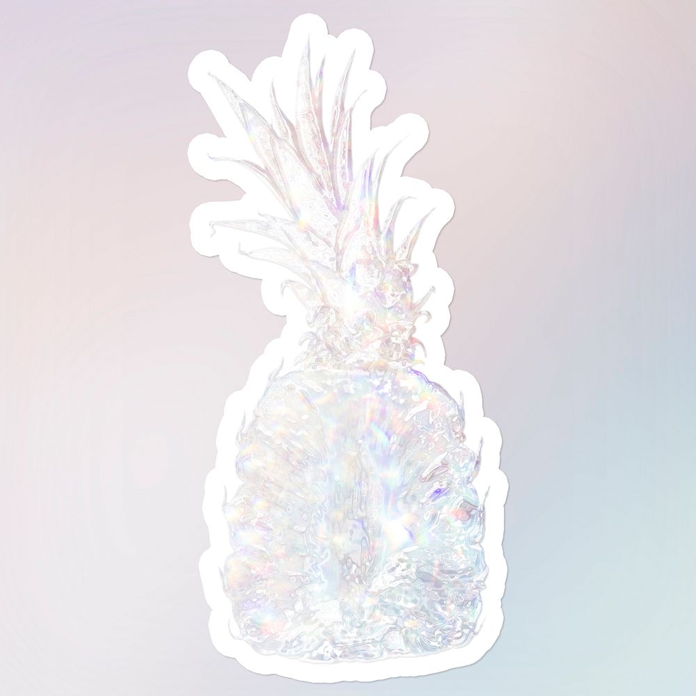 White holographic pineapple sticker design resource illustration