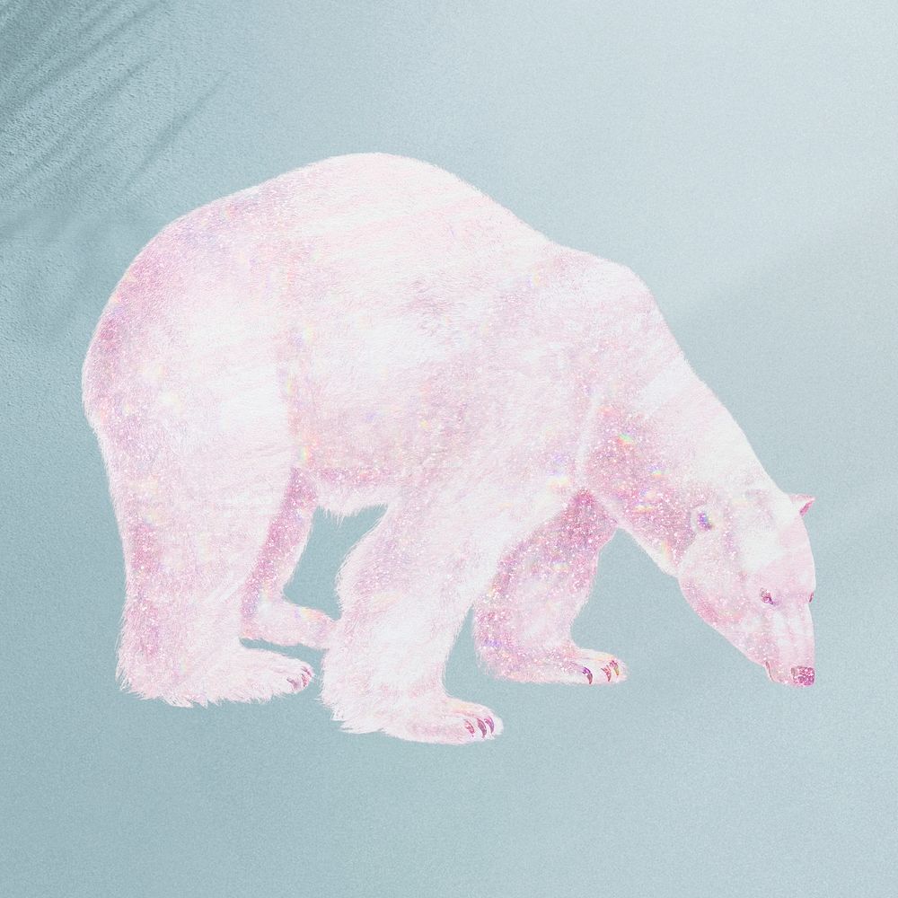 Pink holographic polar bear design element