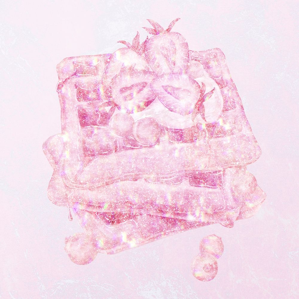 Pink holographic sweet waffles design element