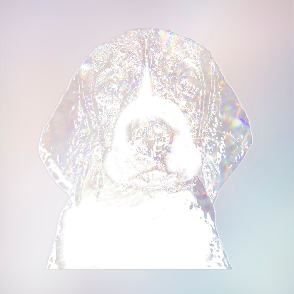 Silvery holographic beagle puppy design element