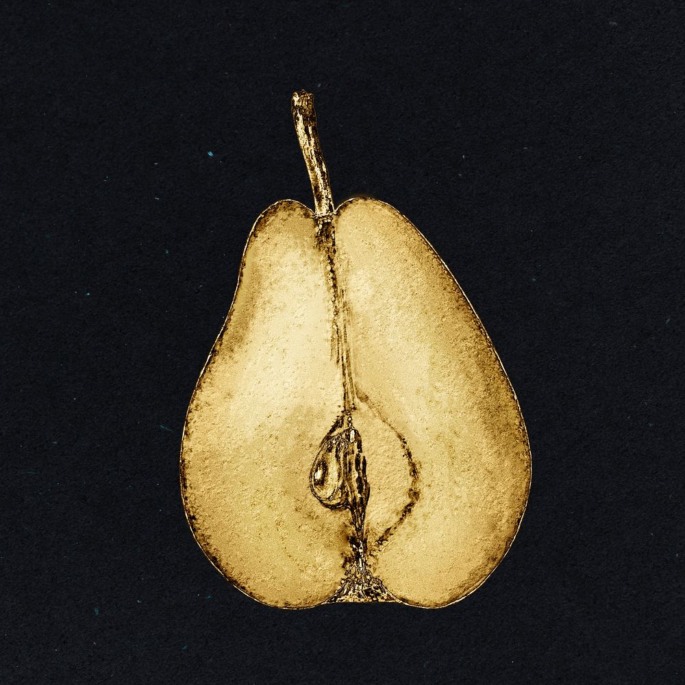 Gold pear fruit sticker design element