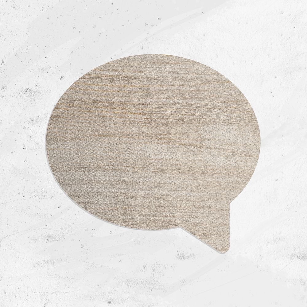 Beige wood textured speech bubble icon