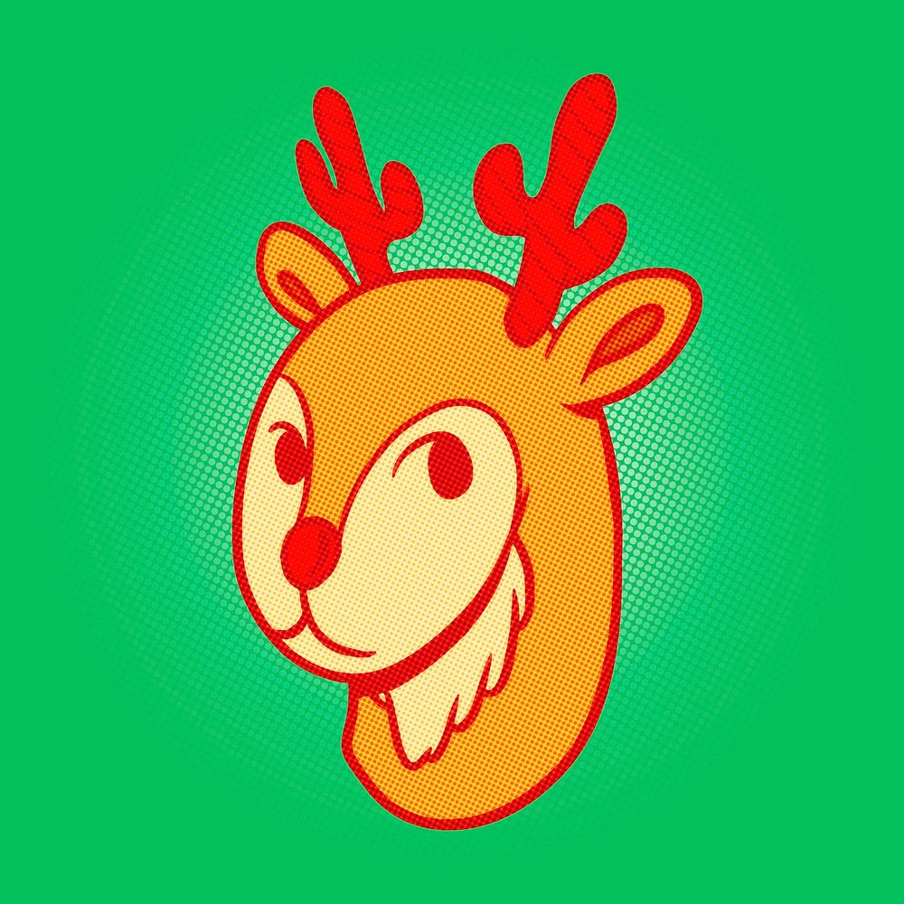 Cute reindeer sticker design element