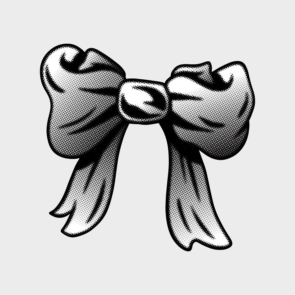 Black and white bow sticker design element