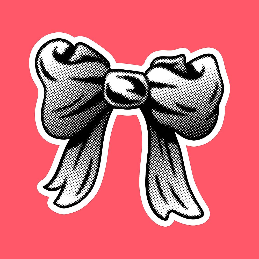 Black and white bow sticker  with a white border