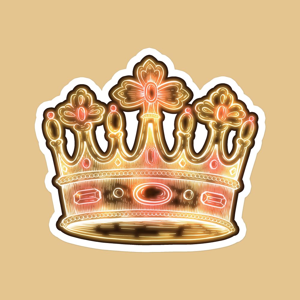Neon yellow crown sticker overlay with a white border