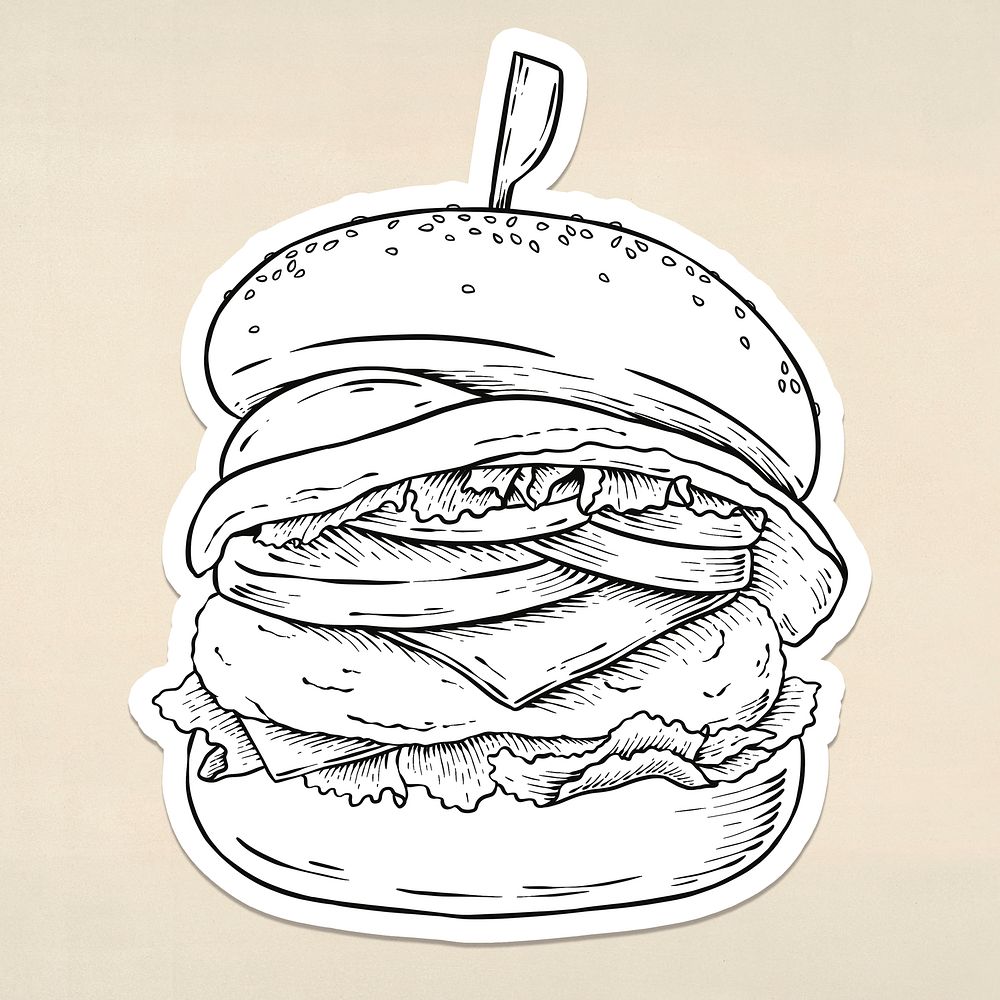 White hamburger sticker with a white border