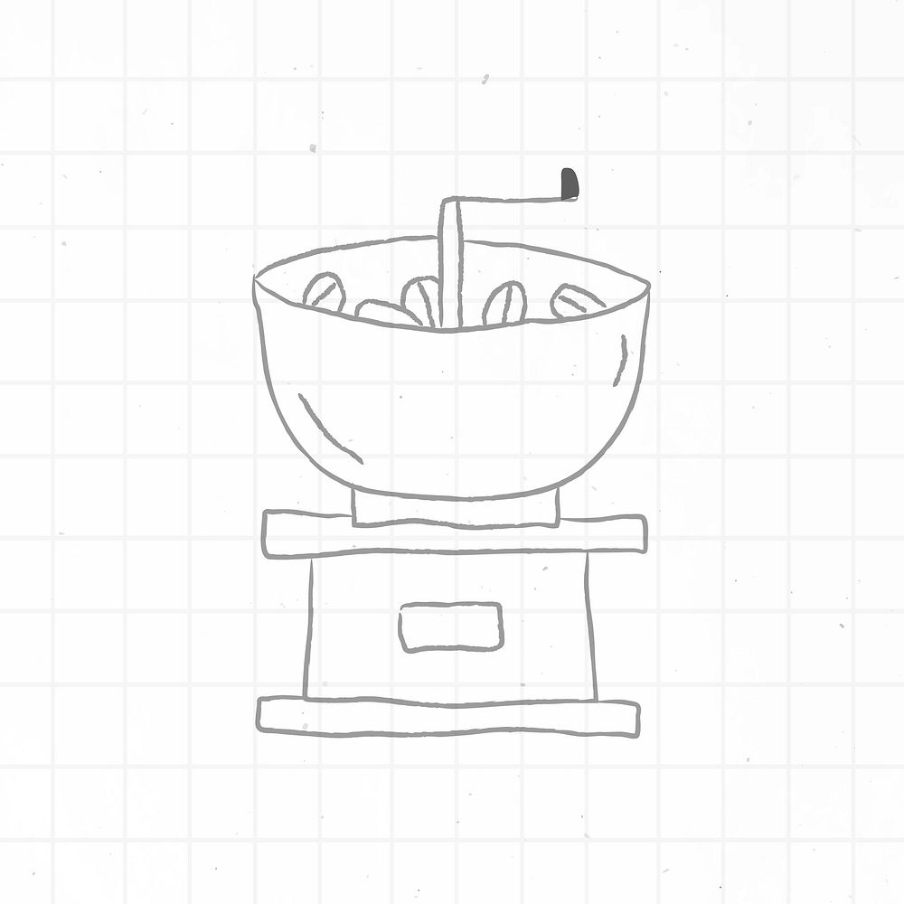 Manual coffee grinder doodle journal sticker vector