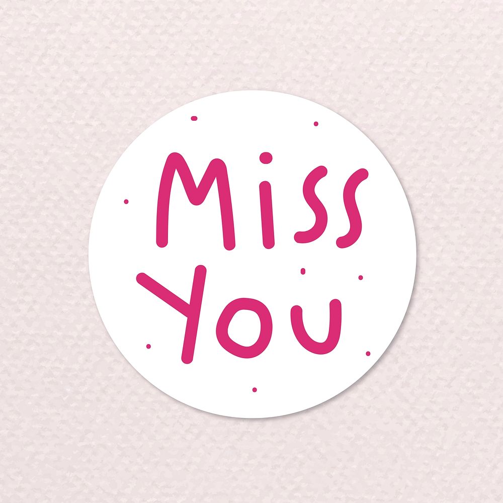 Pink miss you word sticker vector