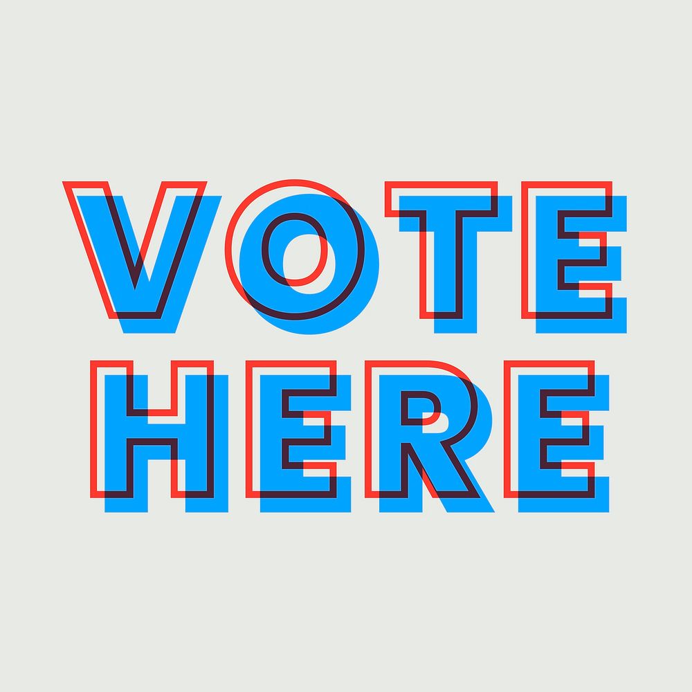 Vote here text vector multiply font typography