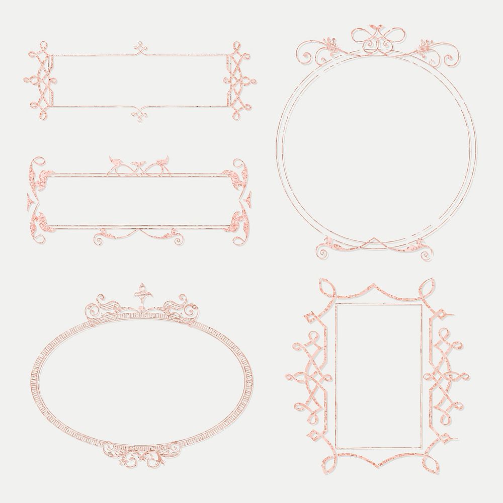 Vintage Victorian frame border vector ornament collection, remix from The Model Book of Calligraphy Joris Hoefnagel and…
