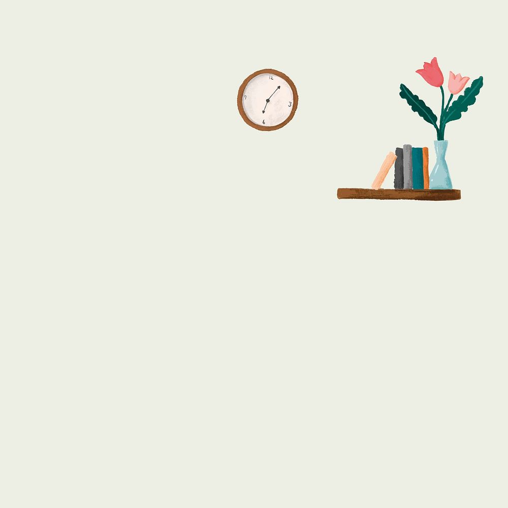 Clock on wall background vector cute drawing with design space