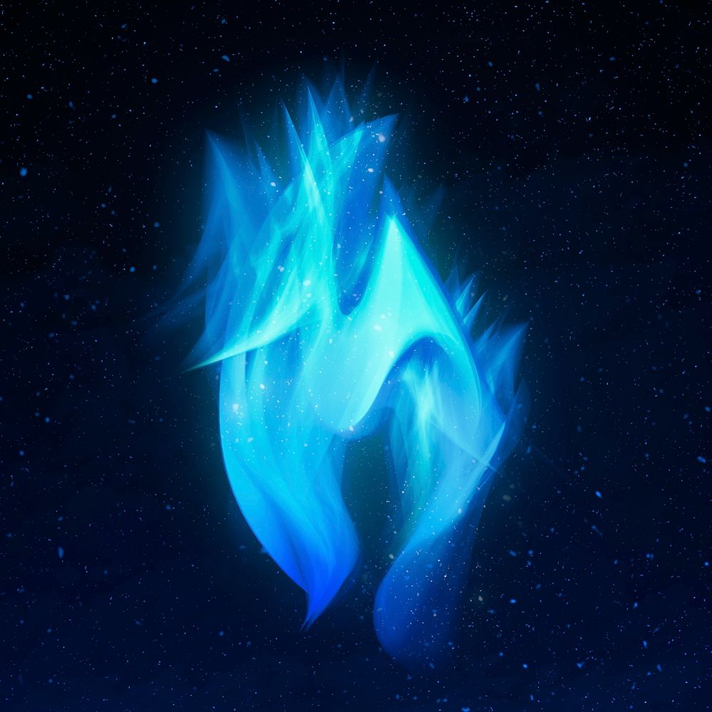 Retro blue fire flame graphic element