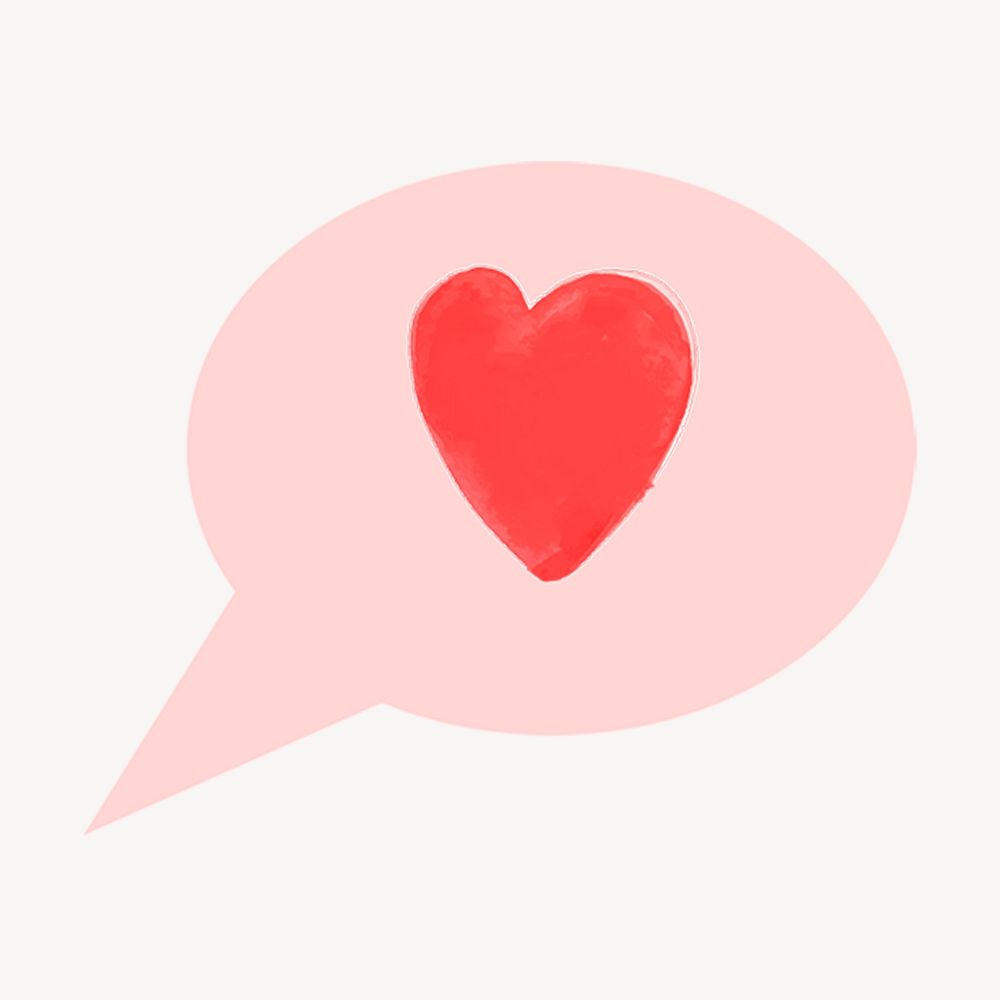Heart speech bubble, cute Valentine's graphic psd
