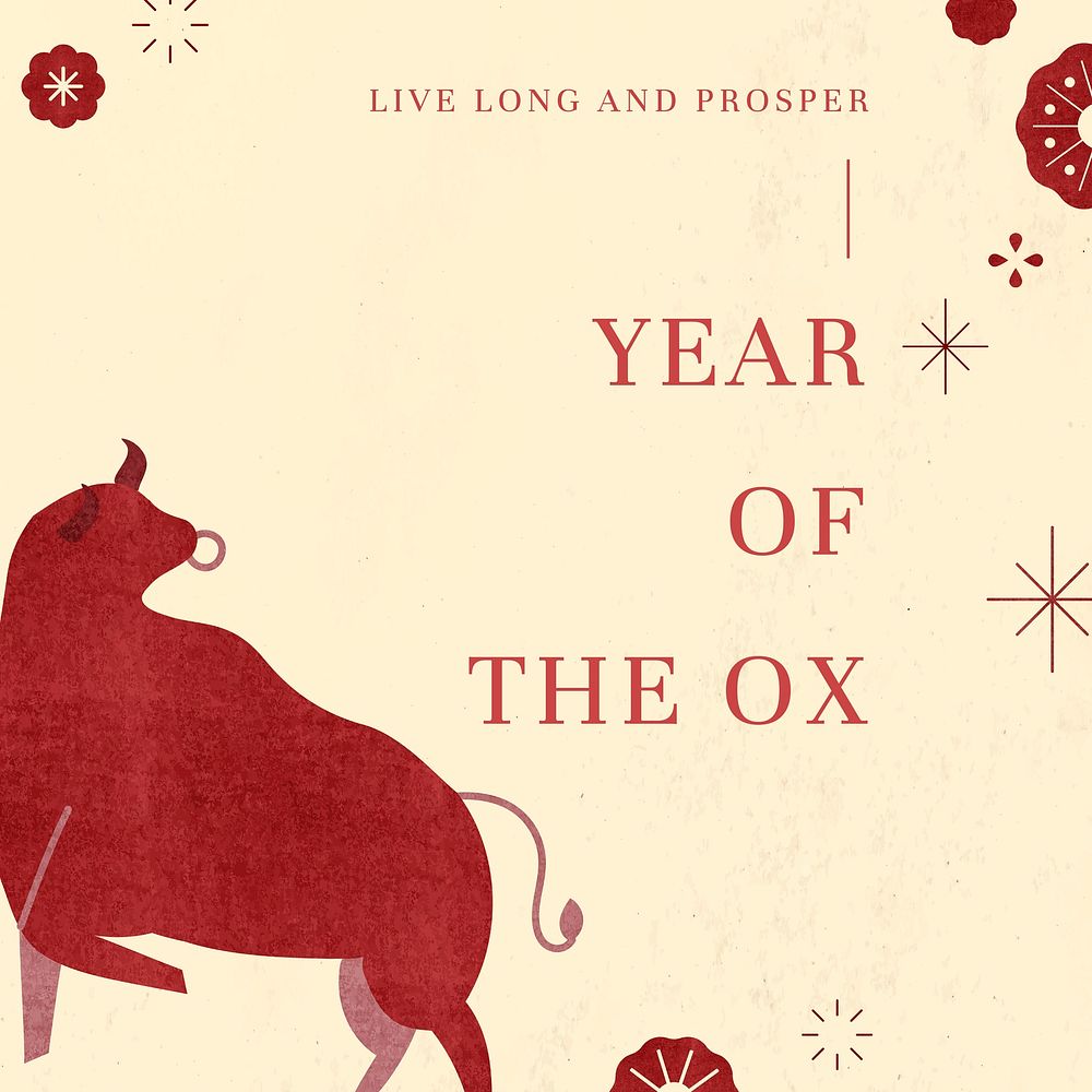 2021 Chinese Ox Year psd social media post