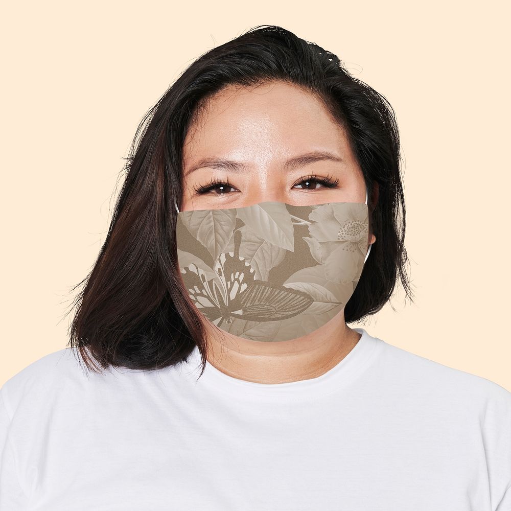 Woman wearing mask new normal lifestyle studio shoot