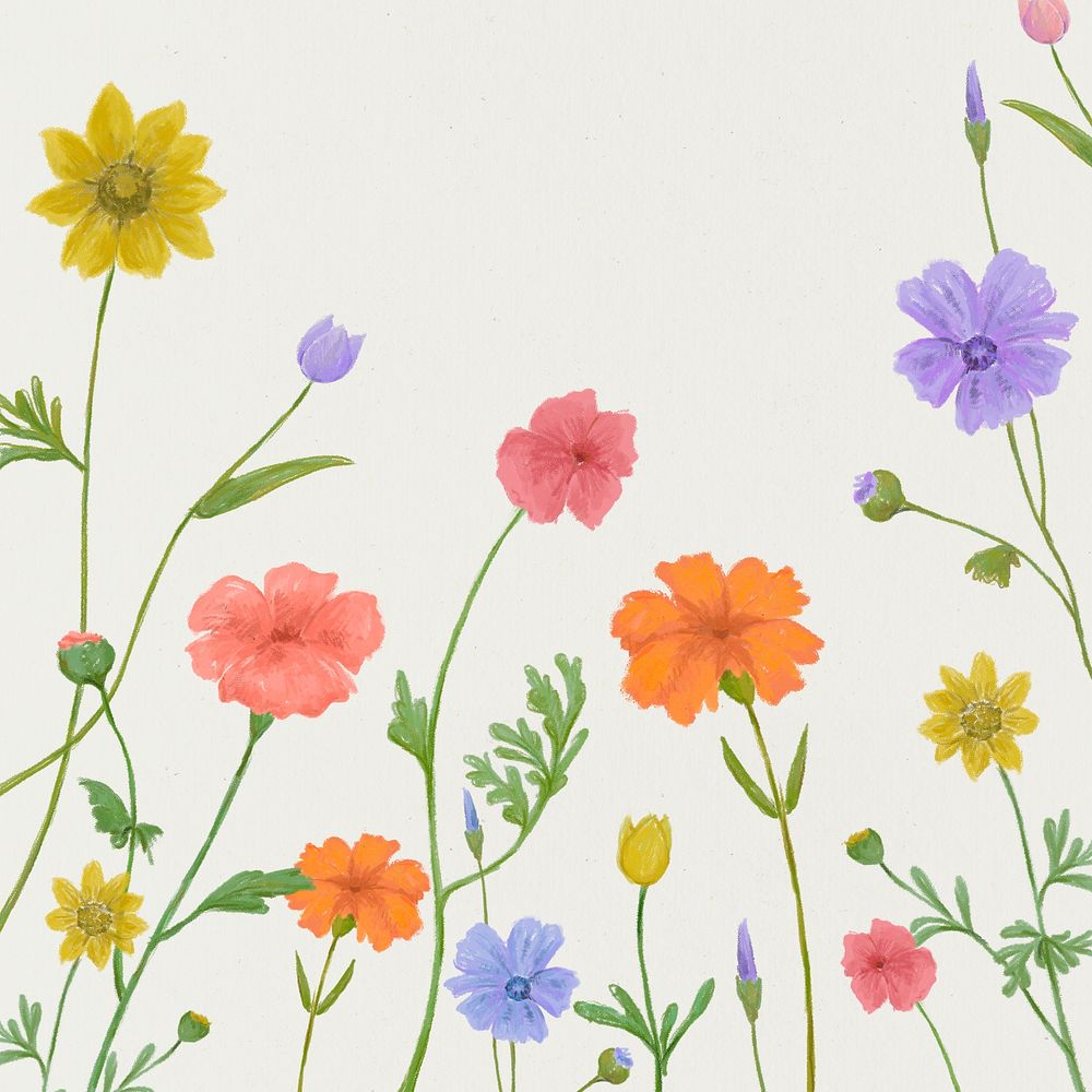 Summer floral graphic background in cheerful colors social media post