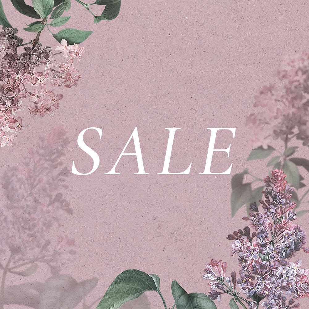 Sale word on spring flowers background