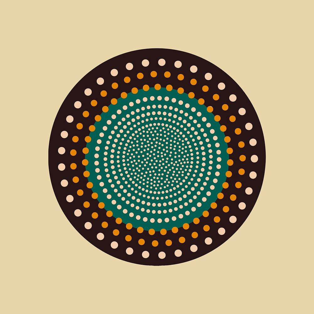 Green and beige circle African tribal design