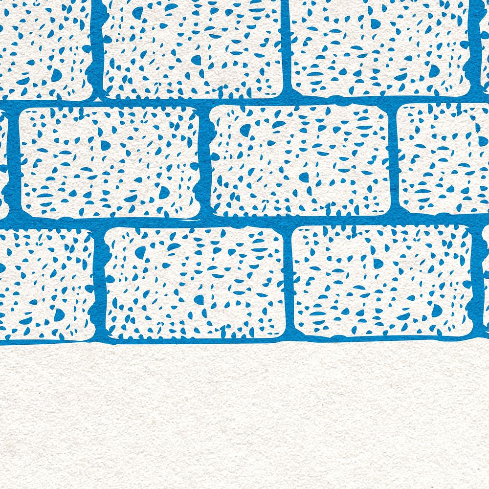Blue terrazzo background with brick wall, remixed from artworks by Moriz Jung