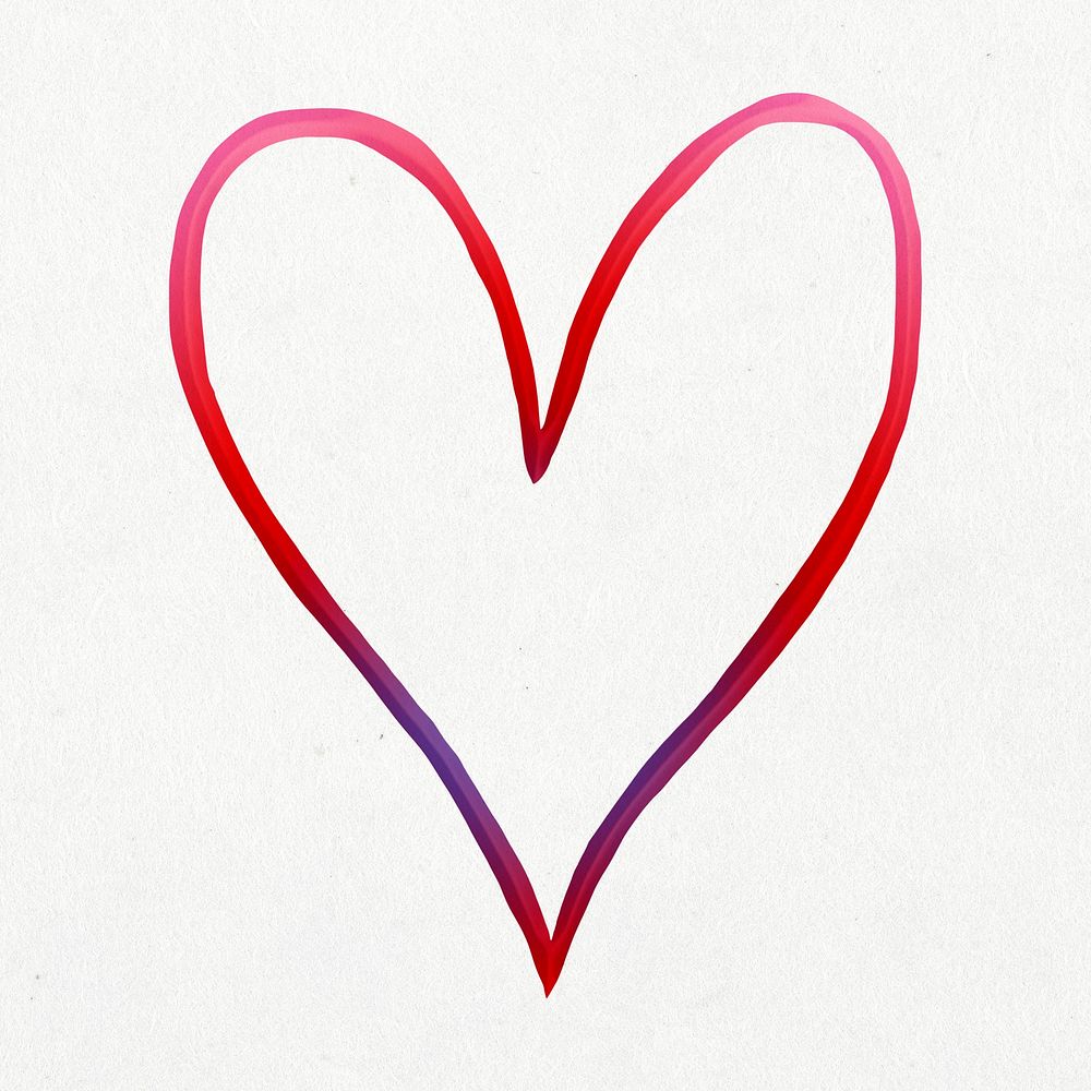 Red cute heart in doodle style