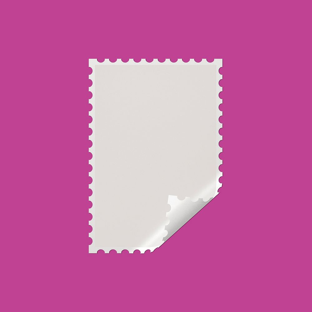 White postage stamp, realistic paper with blank space