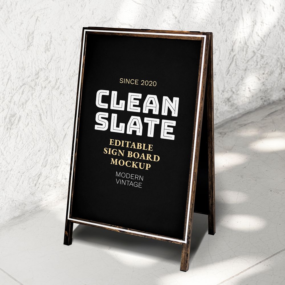 Chalkboard sign mockup psd for restaurant