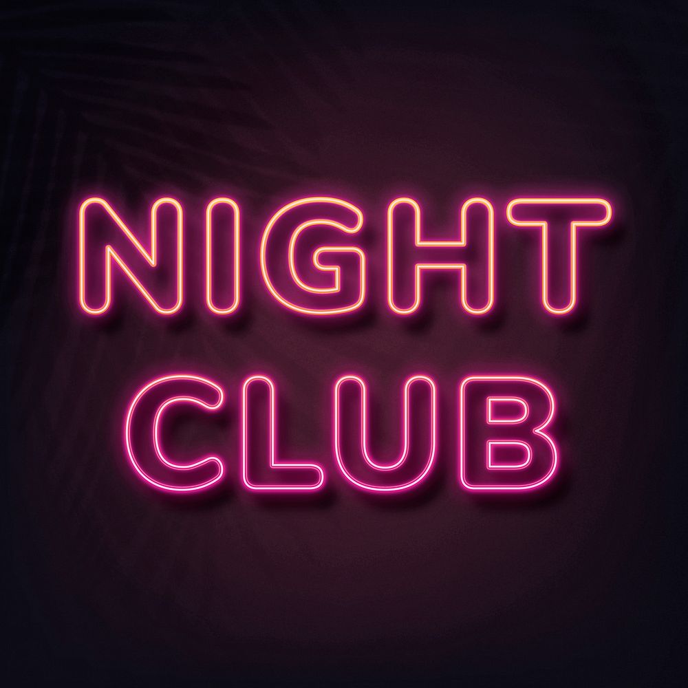 Night club neon style typography on black background