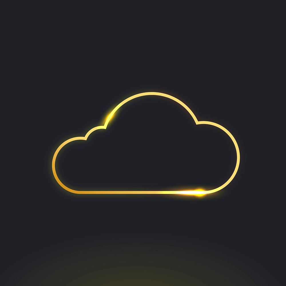 Gold cloud icon vector digital networking system