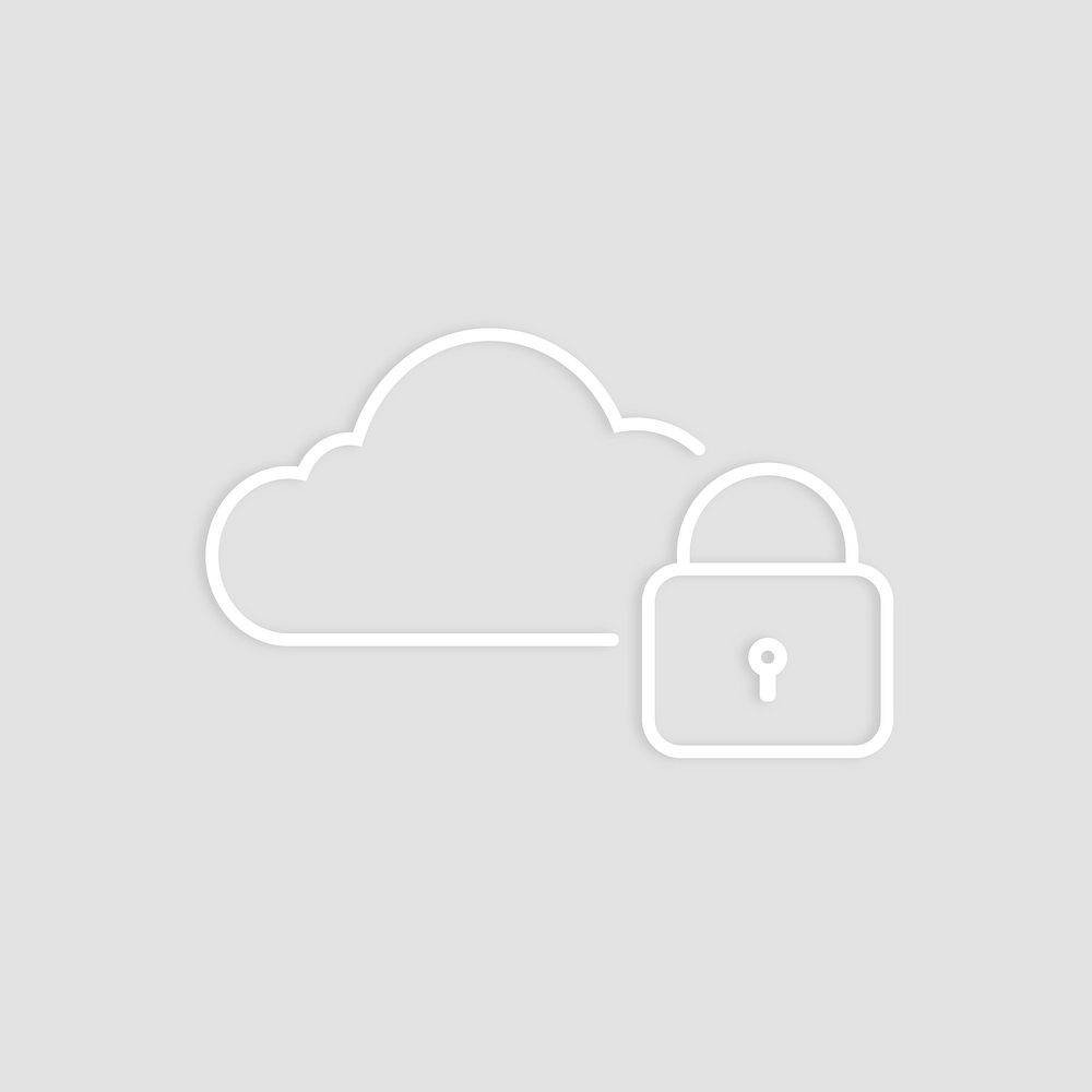 White cloud security icon vector digital networking system