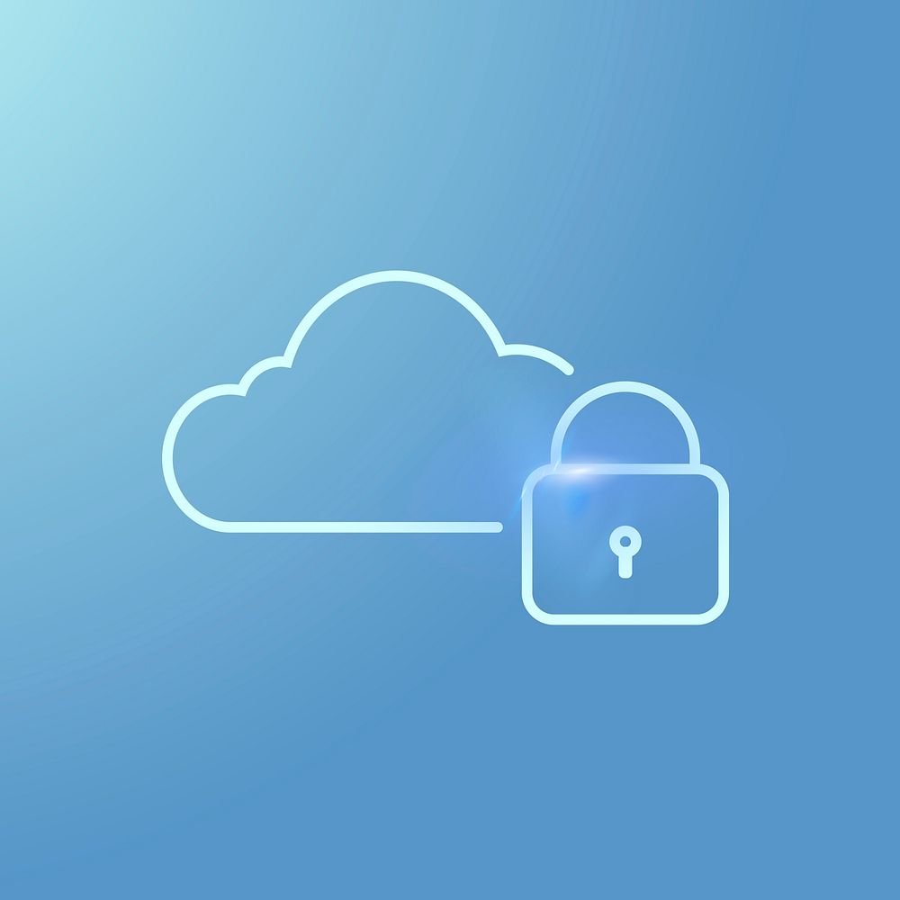 Blue cloud security icon digital networking system