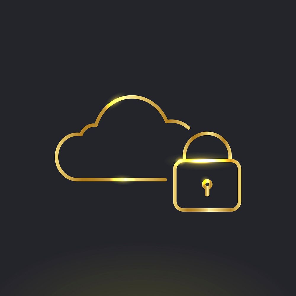 Gold cloud security logo digital networking system