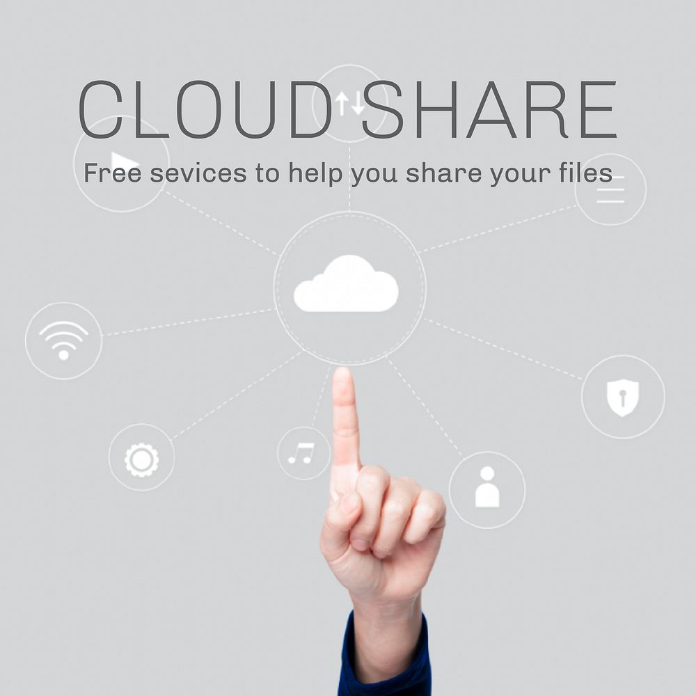 Finger pointing at cloud file sharing