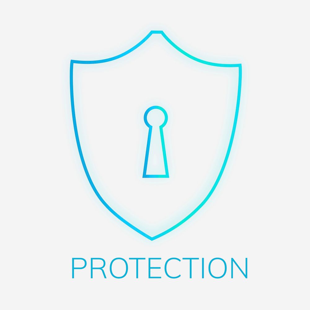 Technology logo vector with shield lock icon in blue tone