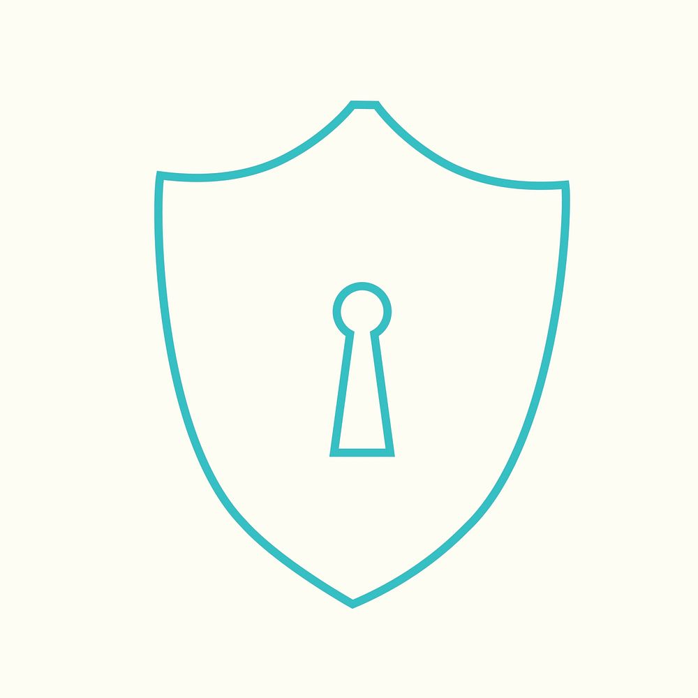Shield lock icon vector in blue tone