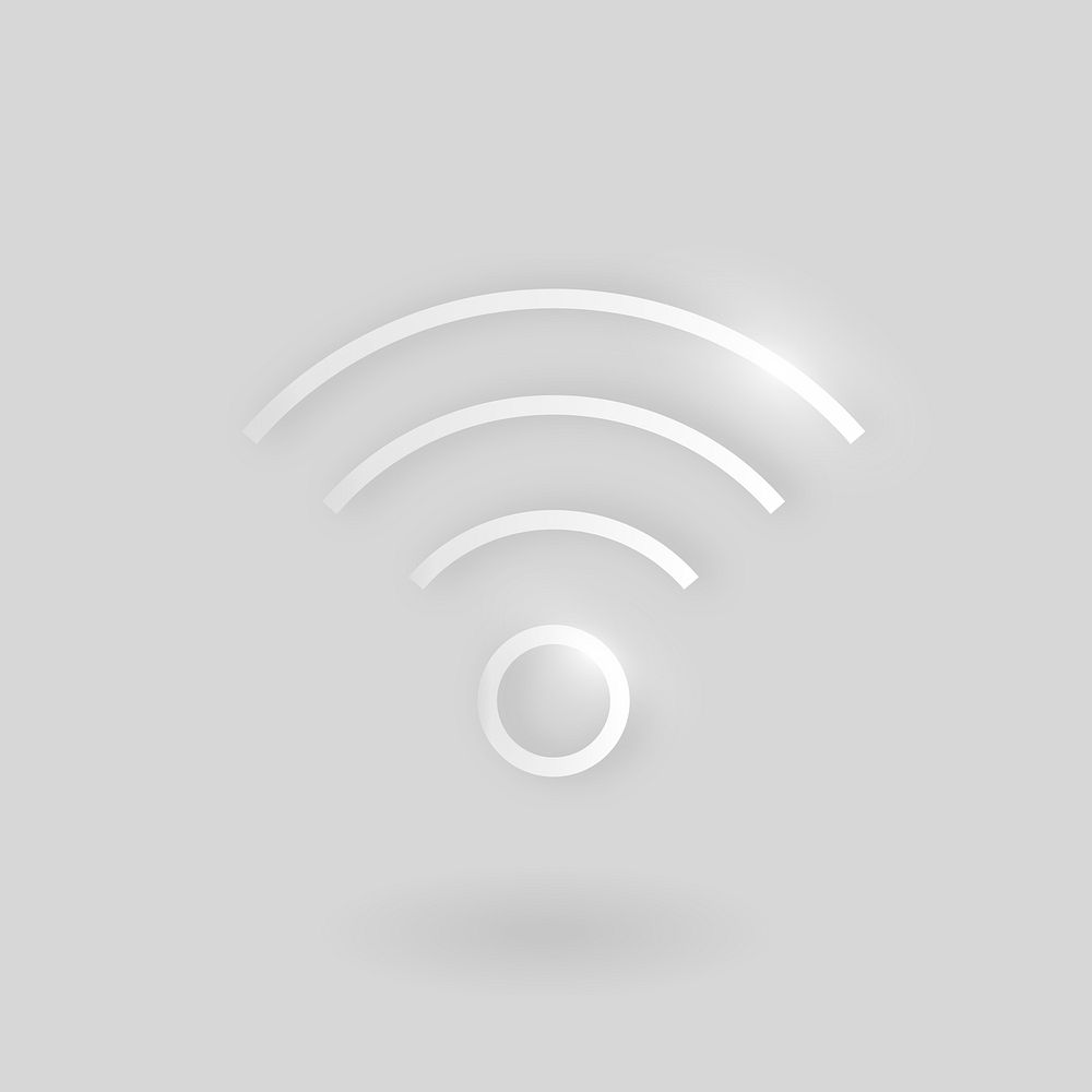 Wifi internet technology icon in silver on gray background
