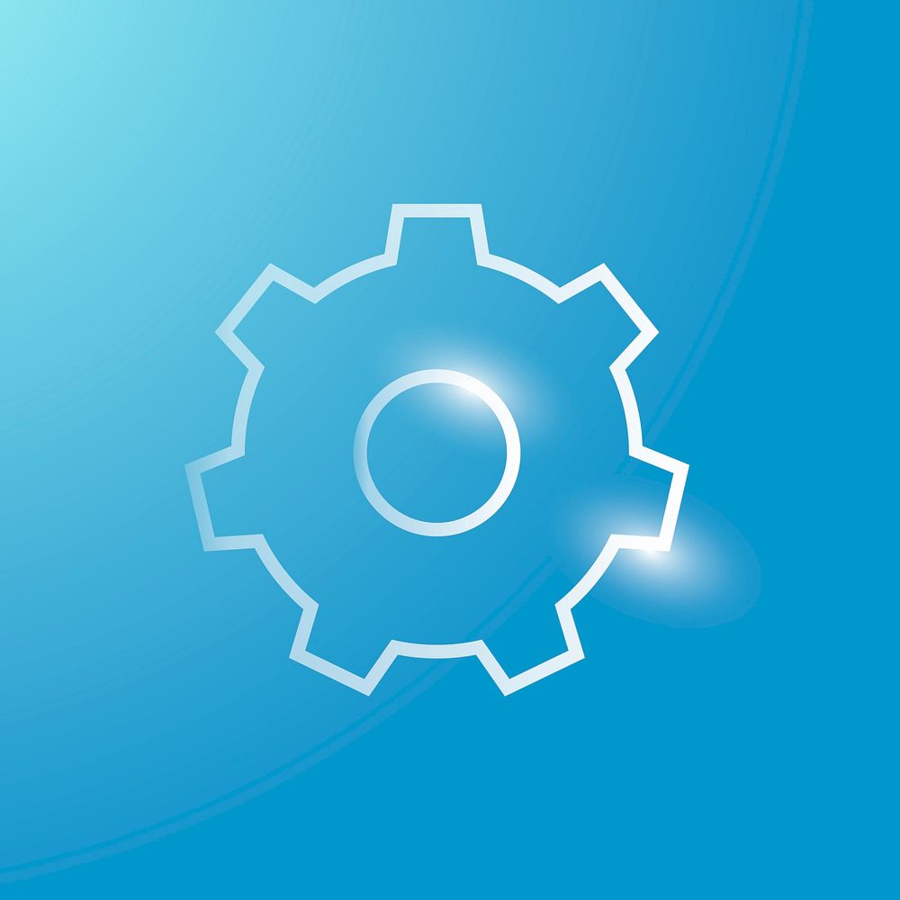 Setting gear technology icon in silver on gradient background