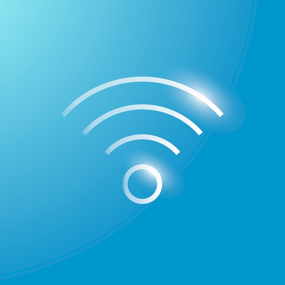 Wifi internet technology icon in silver on gradient background