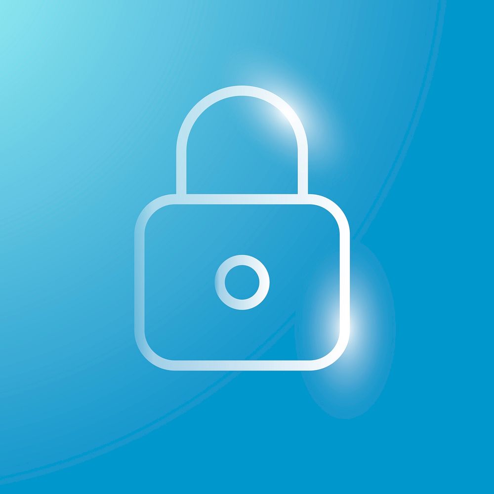 Lock feature technology icon in silver on gradient background