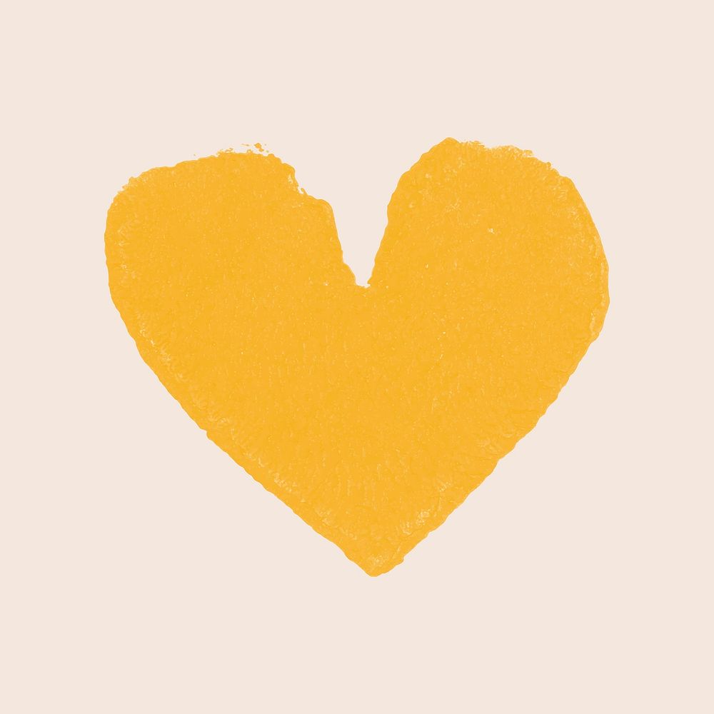 Yellow heart stamp vector handmade artwork