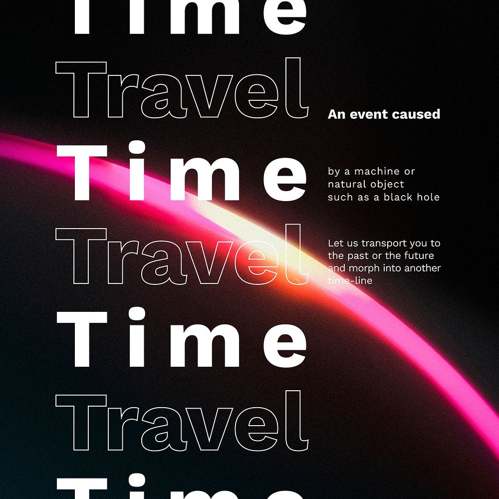 Time travel social media post quote in aesthetic led light effect