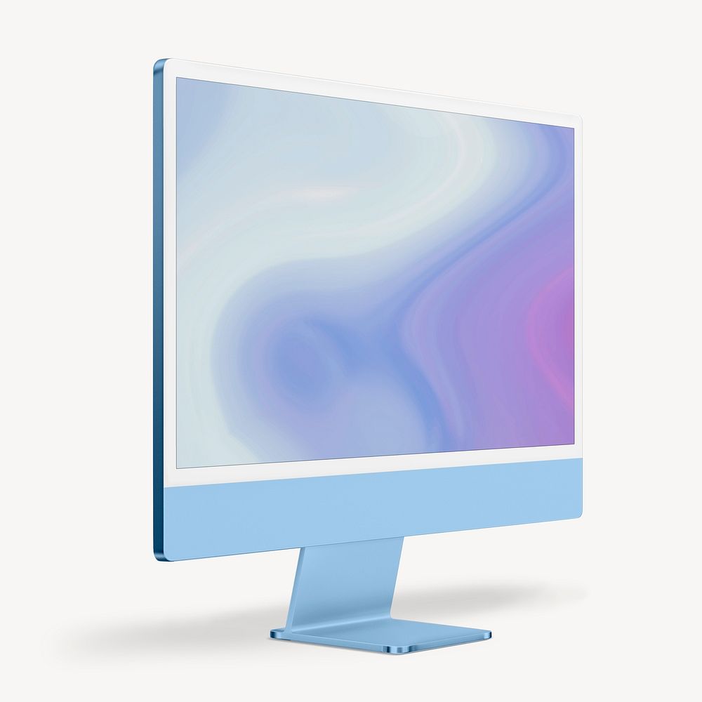 Blue computer screen with gradient wallpaper